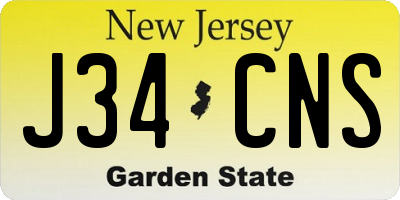 NJ license plate J34CNS