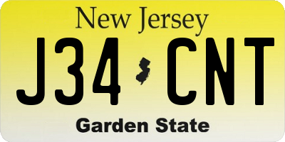 NJ license plate J34CNT