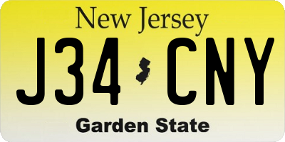 NJ license plate J34CNY