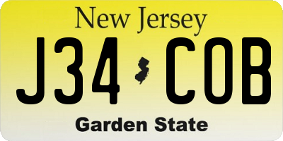 NJ license plate J34COB