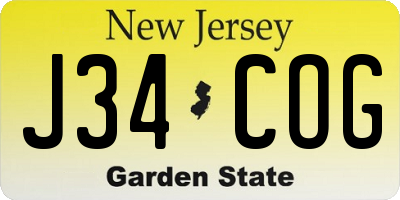 NJ license plate J34COG