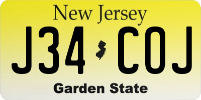 NJ license plate J34COJ