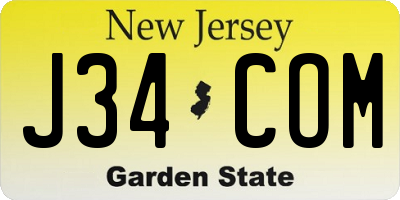 NJ license plate J34COM