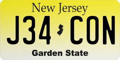 NJ license plate J34CON