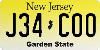 NJ license plate J34COO