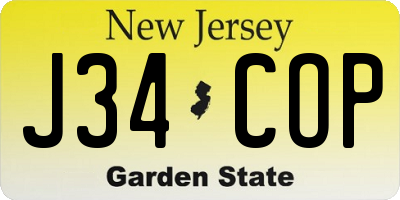 NJ license plate J34COP