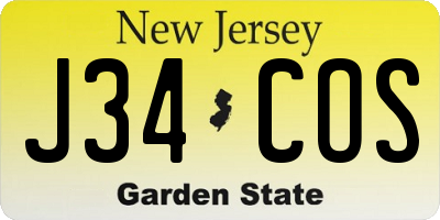 NJ license plate J34COS
