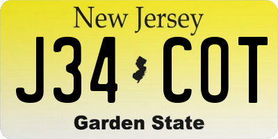 NJ license plate J34COT