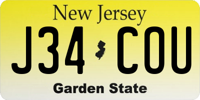 NJ license plate J34COU