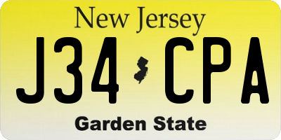 NJ license plate J34CPA