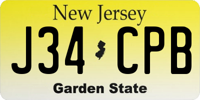 NJ license plate J34CPB