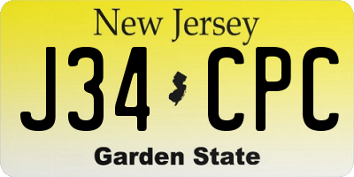 NJ license plate J34CPC
