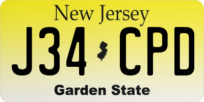 NJ license plate J34CPD