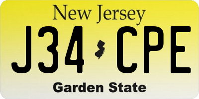 NJ license plate J34CPE