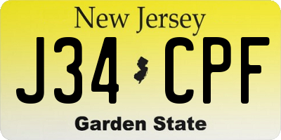 NJ license plate J34CPF