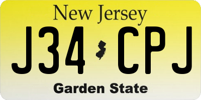 NJ license plate J34CPJ