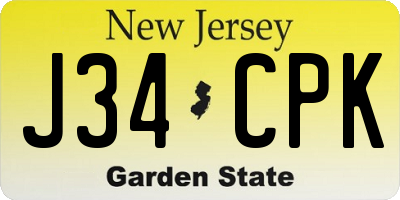 NJ license plate J34CPK