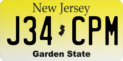 NJ license plate J34CPM