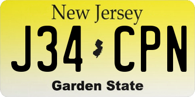 NJ license plate J34CPN