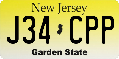 NJ license plate J34CPP