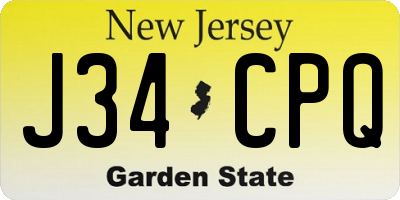 NJ license plate J34CPQ