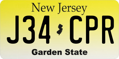 NJ license plate J34CPR