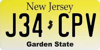 NJ license plate J34CPV