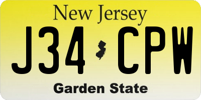 NJ license plate J34CPW