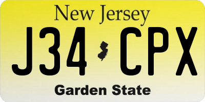 NJ license plate J34CPX