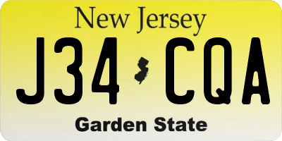 NJ license plate J34CQA