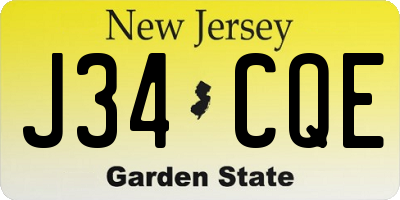 NJ license plate J34CQE