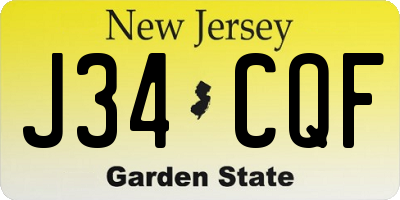 NJ license plate J34CQF