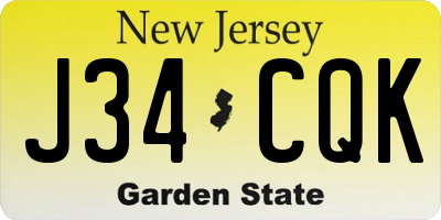 NJ license plate J34CQK