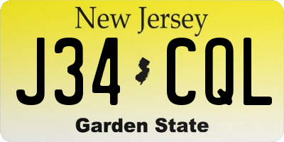 NJ license plate J34CQL