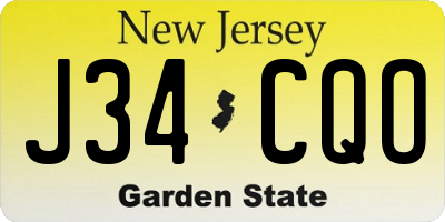 NJ license plate J34CQO