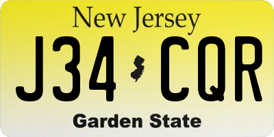 NJ license plate J34CQR