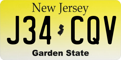 NJ license plate J34CQV