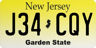 NJ license plate J34CQY