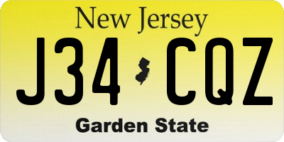 NJ license plate J34CQZ