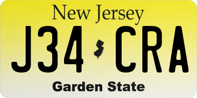 NJ license plate J34CRA