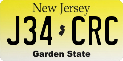 NJ license plate J34CRC