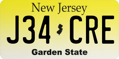 NJ license plate J34CRE