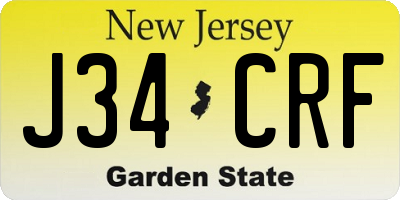 NJ license plate J34CRF