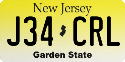 NJ license plate J34CRL