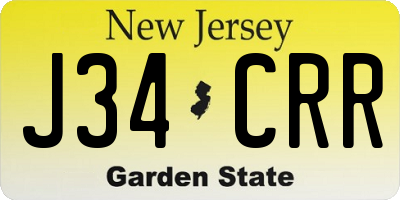 NJ license plate J34CRR