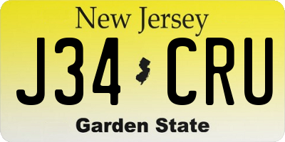 NJ license plate J34CRU
