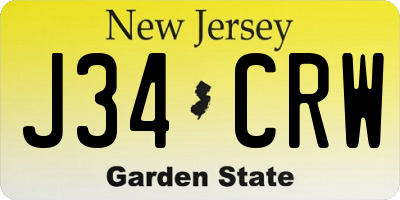 NJ license plate J34CRW