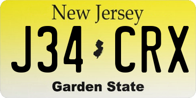 NJ license plate J34CRX