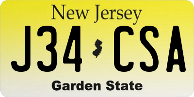 NJ license plate J34CSA