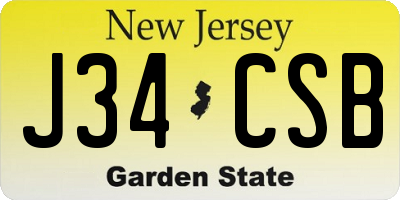NJ license plate J34CSB